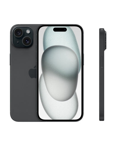 iPhone 15 — vista trasera, frontal y lateral