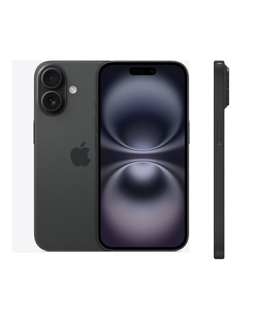 iPhone 16 — vista trasera, frontal y lateral